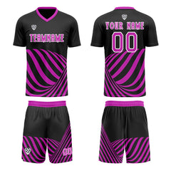 Benutzerdefinierte Schwarz Lila Trikots für Männer Frauen Personalisierte Fußball Uniformen für Erwachsene und Kind