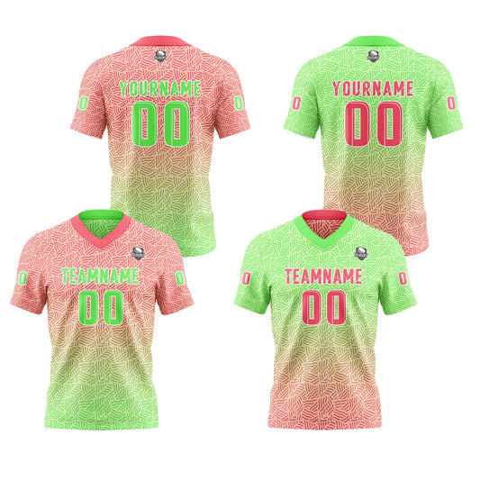 Benutzerdefinierte Grün Rosa Reversibel Fußball Trikot Personalisierte Gradient Fußball Shirts für Männer gedruckt Team Name Nummer Logo