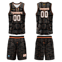 Benutzerdefinierter Schwarz orange Basketball Jersey Uniform Anzug gedruckt Ihr Logo Name Nummer