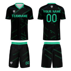 Benutzerdefinierte Schwarz Gras Grün Fußball Trikots für Männer Frauen Personalisierte Fußball Uniformen für Erwachsene und Kind