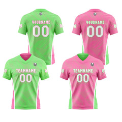Benutzerdefinierte Grün Rosa Reversibel Fußball Trikot Personalisierte Gradient Fußball Shirts für Männer gedruckt Team Name Nummer Logo