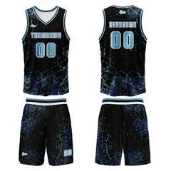 Benutzerdefinierter Blau Basketball Jersey Uniform Anzug gedruckt Ihr Logo Name Nummer