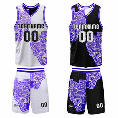 Benutzerdefinierte Weiß Schwarz Reversible Basketball Jersey Personalisierte Print Name Nummer Logo