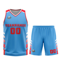 Benutzerdefinierter Blau Rot Basketball Jersey Uniform Anzug gedruckt Ihr Logo Name Nummer