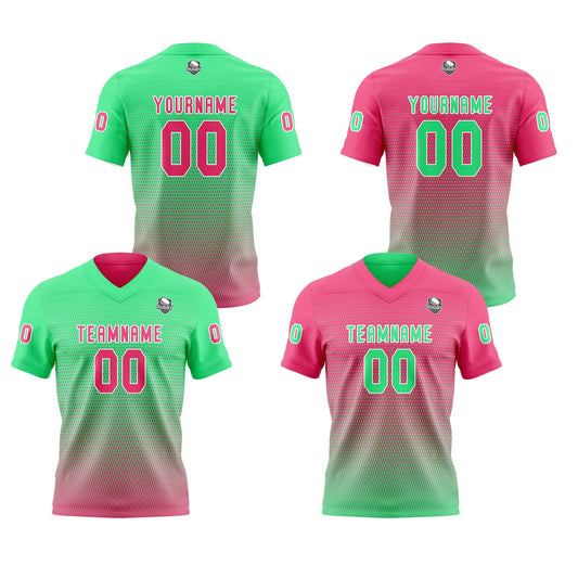 Benutzerdefinierte Neon grün heiß rosa Reversibel Fußball Trikot Personalisierte Gradient Fußball Shirts für Männer gedruckt Team Name Nummer Logo
