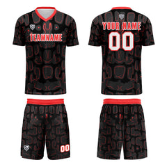 Benutzerdefinierte Schwarz Rot Fußball Trikots für Männer Frauen Personalisierte Fußball Uniformen für Erwachsene und Kind