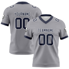 Benutzerdefinierte Grau Marine Fußball Trikots Personalisierter Name Nummer Logo