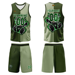 Benutzerdefinierter Olive Grün Basketball Jersey Uniform Anzug gedruckt Ihr Logo Name Nummer