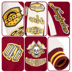 Maßgeschneiderte Weiß Lichtblau Rosa Letterman Varsity Jacket Individuelle Stickerei Druck nach Ihrem Wunsch
