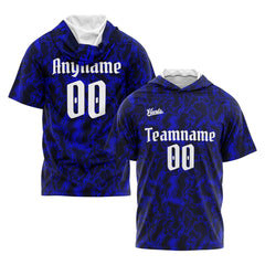 Benutzerdefinierte Marine Königlich Neongrün Kurzarm-Kapuzenpullover für Männer Frauen Hemden mit Kapuzen gedruckt Name Logo