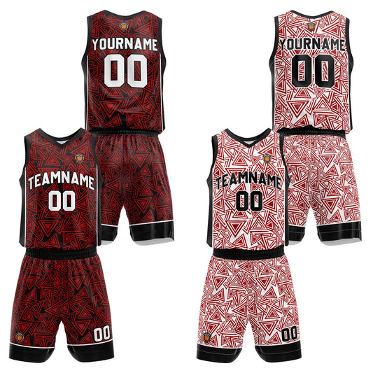 Benutzerdefinierte Rot Reversible Basketball Jersey Personalisierte Name Nummernlogo drucken
