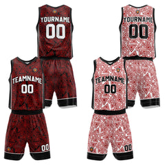Benutzerdefinierte Rot Reversible Basketball Jersey Personalisierte Name Nummernlogo drucken