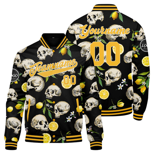 Benutzerdefinierte Zitrone Varsity-Jacke. Letterman-Jacke für Männer, Frauen und Jugendliche