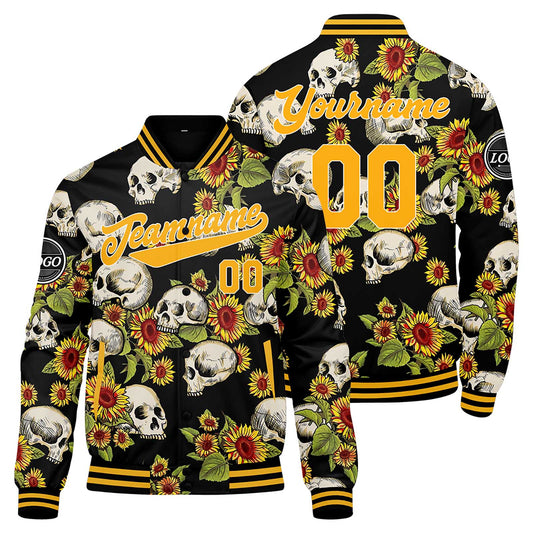 Benutzerdefinierte Sonnenblumen Varsity-Jacke. Letterman-Jacke für Männer, Frauen und Jugendliche