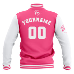 Benutzerdefiniert Rosa Weiß Wasserdichte Varsity Jacken Personalisiert genäht Name Nummer Logo zu Letterman Jacken