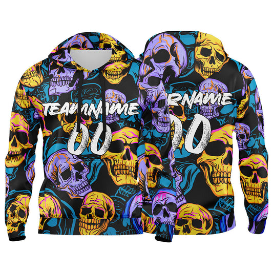 Benutzerdefinierter Sweatshirt-Hoodie für Mann, Frau, Mädchen, Junge. Drucken Sie Ihr Logo, Ihren Namen und Ihre Nummer Lila&Grün