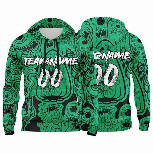 Benutzerdefinierter Sweatshirt-Hoodie für Mann, Frau, Mädchen, Junge. Drucken Sie Ihr Logo, Ihren Namen und Ihre Nummer Grün