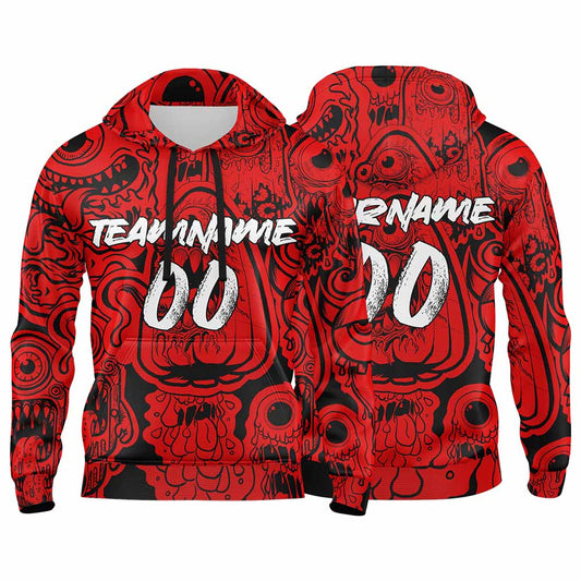 Benutzerdefinierter Sweatshirt-Hoodie für Mann, Frau, Mädchen, Junge. Drucken Sie Ihr Logo, Ihren Namen und Ihre Nummer Rot