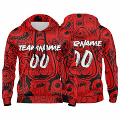 Benutzerdefinierter Sweatshirt-Hoodie für Mann, Frau, Mädchen, Junge. Drucken Sie Ihr Logo, Ihren Namen und Ihre Nummer Rot
