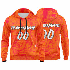 Benutzerdefinierter Sweatshirt-Hoodie für Mann, Frau, Mädchen, Junge. Drucken Sie Ihr Logo, Ihren Namen und Ihre Nummer Marine & Orange