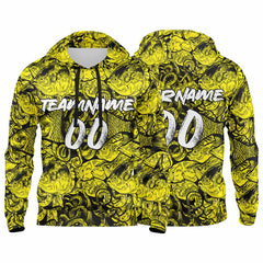 Benutzerdefinierter Sweatshirt-Hoodie für Mann, Frau, Mädchen, Junge. Drucken Sie Ihr Logo, Ihren Namen und Ihre Nummer Gelb