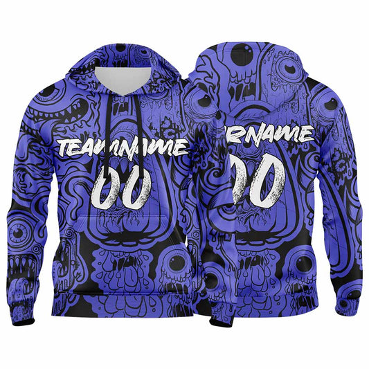 Benutzerdefinierter Sweatshirt-Hoodie für Mann, Frau, Mädchen, Junge. Drucken Sie Ihr Logo, Ihren Namen und Ihre Nummer Blau