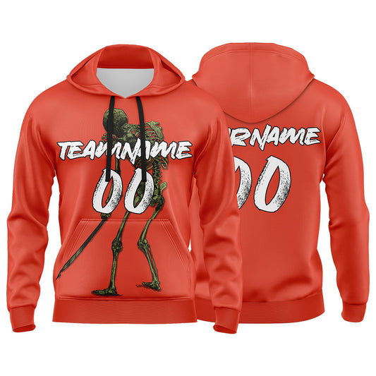 Benutzerdefinierter Sweatshirt-Hoodie für Mann, Frau, Mädchen, Junge. Drucken Sie Ihr Logo, Ihren Namen und Ihre Nummer Orange