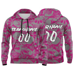 Benutzerdefinierter Sweatshirt-Hoodie für Mann, Frau, Mädchen, Junge. Drucken Sie Ihr Logo, Ihren Namen und Ihre Nummer Rot Violett&Grau