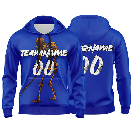 Benutzerdefinierter Sweatshirt-Hoodie für Mann, Frau, Mädchen, Junge. Drucken Sie Ihr Logo, Ihren Namen und Ihre Nummer Blau