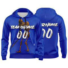 Benutzerdefinierter Sweatshirt-Hoodie für Mann, Frau, Mädchen, Junge. Drucken Sie Ihr Logo, Ihren Namen und Ihre Nummer Blau