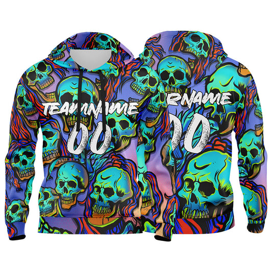 Benutzerdefinierter Sweatshirt-Hoodie für Mann, Frau, Mädchen, Junge. Drucken Sie Ihr Logo, Ihren Namen und Ihre Nummer Lila&Neon Grün