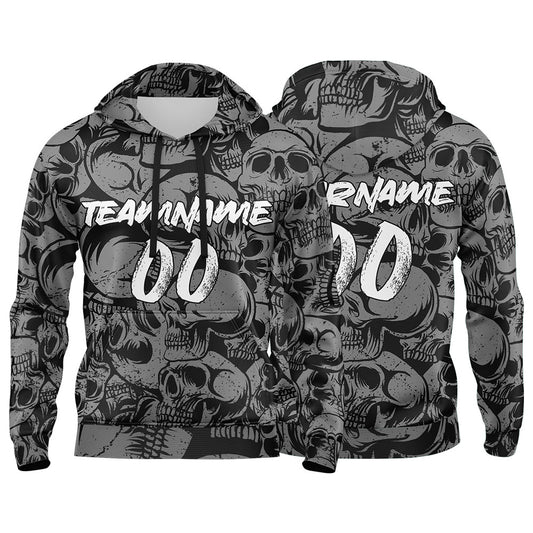 Benutzerdefinierter Sweatshirt-Hoodie für Mann, Frau, Mädchen, Junge. Drucken Sie Ihr Logo, Ihren Namen und Ihre Nummer Schwarz&Grau
