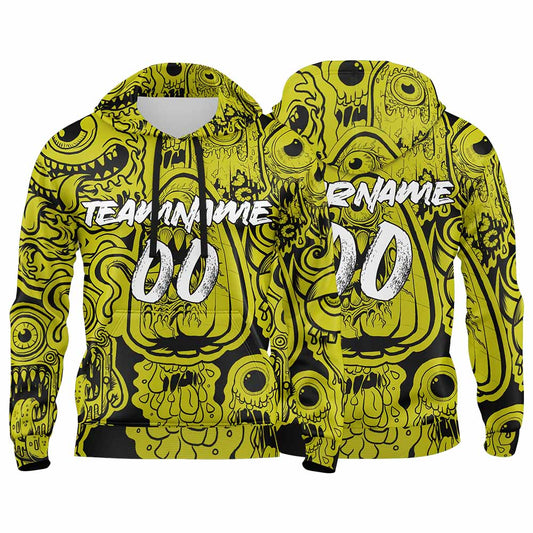 Benutzerdefinierter Sweatshirt-Hoodie für Mann, Frau, Mädchen, Junge. Drucken Sie Ihr Logo, Ihren Namen und Ihre Nummer Gelb