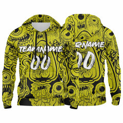 Benutzerdefinierter Sweatshirt-Hoodie für Mann, Frau, Mädchen, Junge. Drucken Sie Ihr Logo, Ihren Namen und Ihre Nummer Gelb