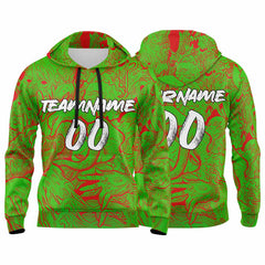Benutzerdefinierter Sweatshirt-Hoodie für Mann, Frau, Mädchen, Junge. Drucken Sie Ihr Logo, Ihren Namen und Ihre Nummer Grün&Rot