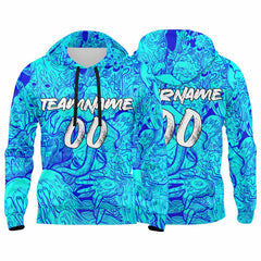 Benutzerdefinierter Sweatshirt-Hoodie für Mann, Frau, Mädchen, Junge. Drucken Sie Ihr Logo, Ihren Namen und Ihre Nummer Blau