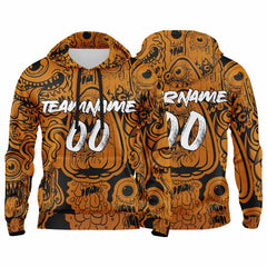 Benutzerdefinierter Sweatshirt-Hoodie für Mann, Frau, Mädchen, Junge. Drucken Sie Ihr Logo, Ihren Namen und Ihre Nummer Orange