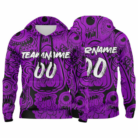 Benutzerdefinierter Sweatshirt-Hoodie für Mann, Frau, Mädchen, Junge. Drucken Sie Ihr Logo, Ihren Namen und Ihre Nummer Lila