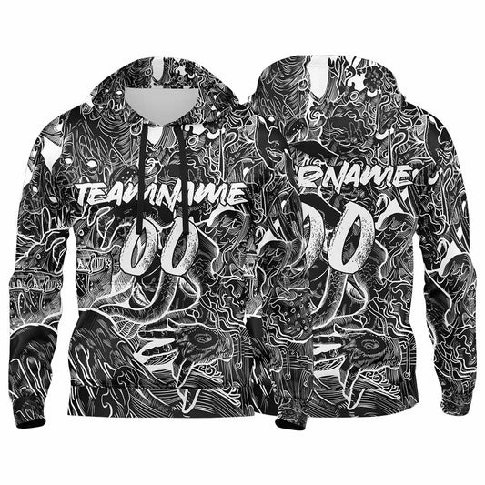 Benutzerdefinierter Sweatshirt-Hoodie für Mann, Frau, Mädchen, Junge. Drucken Sie Ihr Logo, Ihren Namen und Ihre Nummer Schwarz