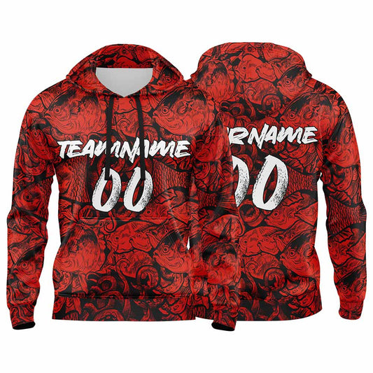 Benutzerdefinierter Sweatshirt-Hoodie für Mann, Frau, Mädchen, Junge. Drucken Sie Ihr Logo, Ihren Namen und Ihre Nummer Rot