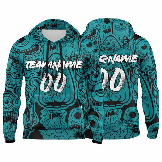 Benutzerdefinierter Sweatshirt-Hoodie für Mann, Frau, Mädchen, Junge. Drucken Sie Ihr Logo, Ihren Namen und Ihre Nummer Mitternachtsgrün