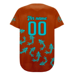Benutzerdefiniert Orange Cyan Personalisierter Baseball Jersey mit Farbverlauf Team Uniform mit Namen und Nummer