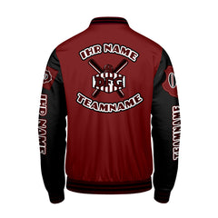 Maßgeschneiderte Rot Schwarz Letterman Varsity Jacket Individuelle Stickerei Druck nach Ihrem Wunsch