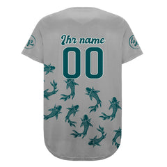 Benutzerdefiniert Grau Türkis Personalisierter Baseball Jersey mit Farbverlauf Team Uniform mit Namen und Nummer