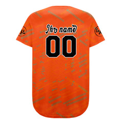 Benutzerdefiniert Orange Schwarz Personalisierter Baseball Jersey mit Farbverlauf Team Uniform mit Namen und Nummer