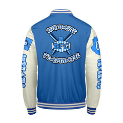Maßgeschneiderte Blau Weiß Letterman Varsity Jacket Individuelle Stickerei Druck nach Ihrem Wunsch