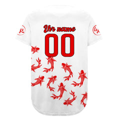 Benutzerdefiniert Weiß Rot Personalisierter Baseball Jersey mit Farbverlauf Team Uniform mit Namen und Nummer