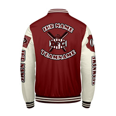 Maßgeschneiderte Rot Weiß Letterman Varsity Jacket Individuelle Stickerei Druck nach Ihrem Wunsch
