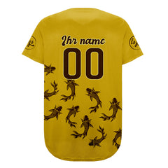 Benutzerdefiniert Gelb Braun Personalisierter Baseball Jersey mit Farbverlauf Team Uniform mit Namen und Nummer