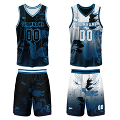 Benutzerdefinierte Blau Reversible Basketball Jersey Personalisierte Print Name Nummer Logo